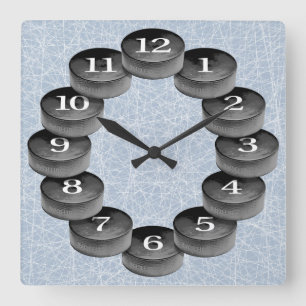 Hockey Clock Square Quadratische Wanduhr