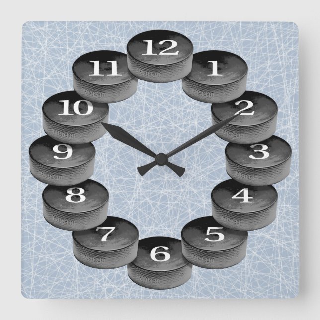 Hockey Clock Square Quadratische Wanduhr (Vorderseite)