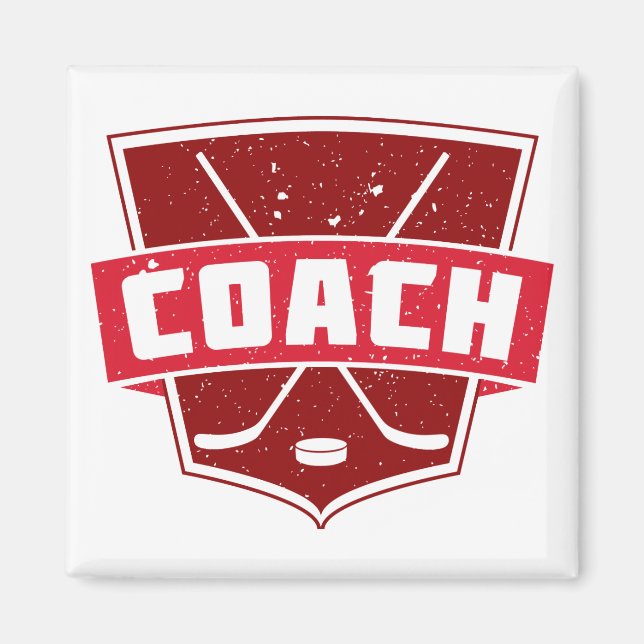 Hockey Coach Retro Style Shield Magnet (Vorne)