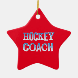Hockey Coach Rough Blue Text Keramik Ornament