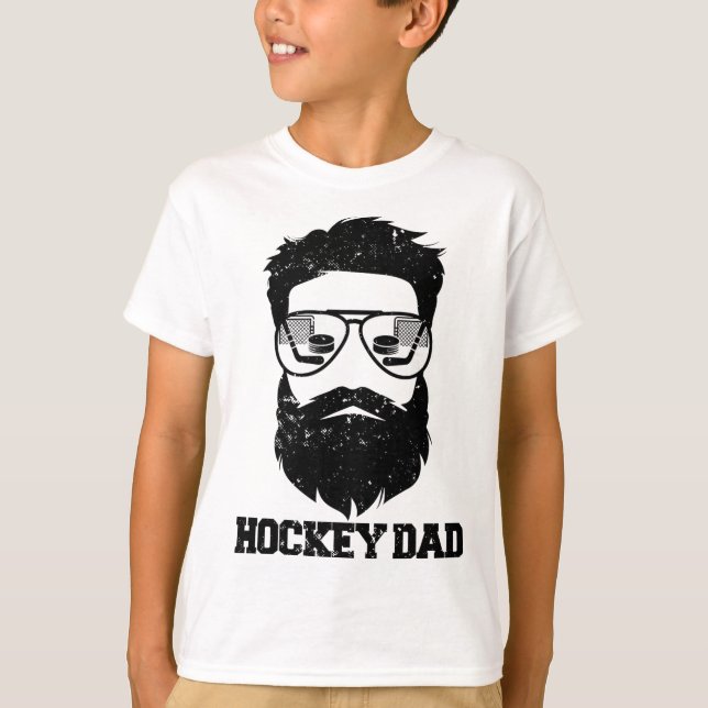 Hockey Dad Funny Messy Hair Beard Hockey Dad  T-Shirt (Vorderseite)