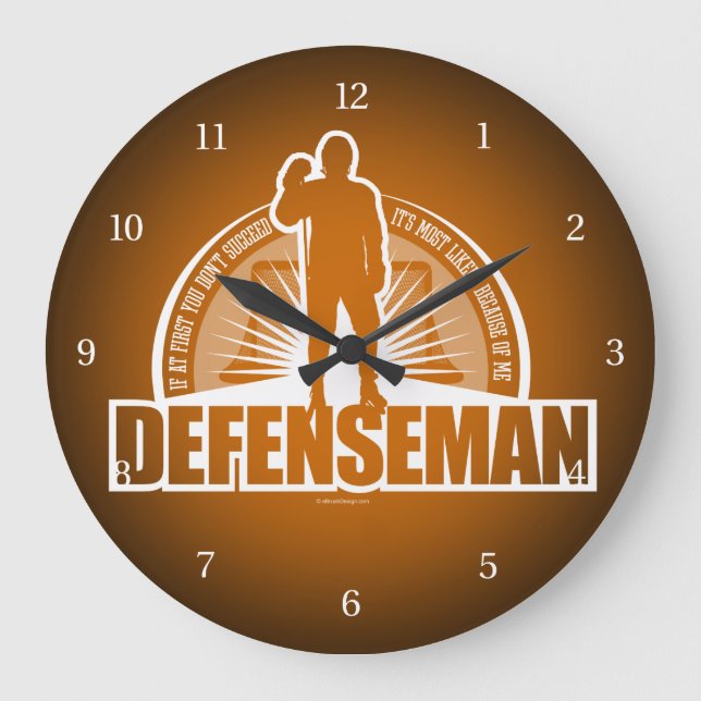 Hockey Defenseman Große Wanduhr (Vorderseite)