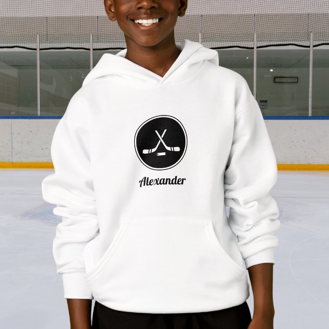Hockey Design Black & White Classys Name Sport Hoodie (Von Creator hochgeladen)