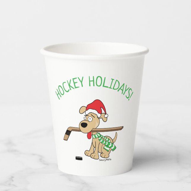 Hockey Dog Weihnachten Pappbecher (Vorderseite)