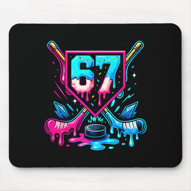 Hockey Drip 6 7 Number 67 Six Seven Meme Men Boys  Mousepad (Vorne)
