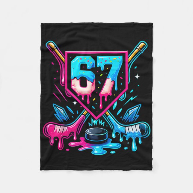 Hockey Drip 6 7 Nummer 67 Sechs Sieben Meme Männer Fleecedecke (Vorderseite)