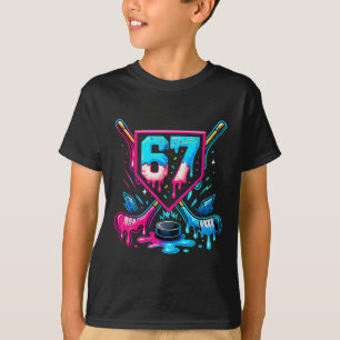 Hockey Drip 6 7 Nummer 67 Sechs Sieben Meme Männer T-Shirt