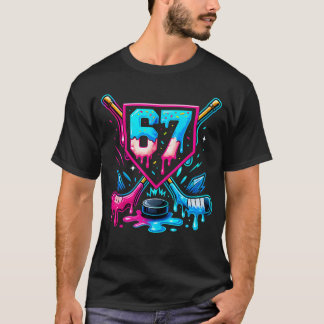 Hockey Drip 6 7 Nummer 67 Sechs Sieben Meme Männer T-Shirt