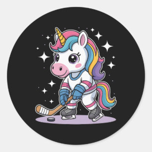 Hockey Einhorn Eishockey Süß Lustig Mädchen Winter Runder Aufkleber