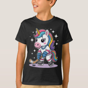 Hockey Einhorn Eishockey Süß Lustige Mädchen Winte T-Shirt
