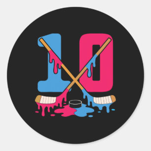 Hockey-Eis-Tropf-Geburtstag 10. Nummer 10 Doppelzi Runder Aufkleber
