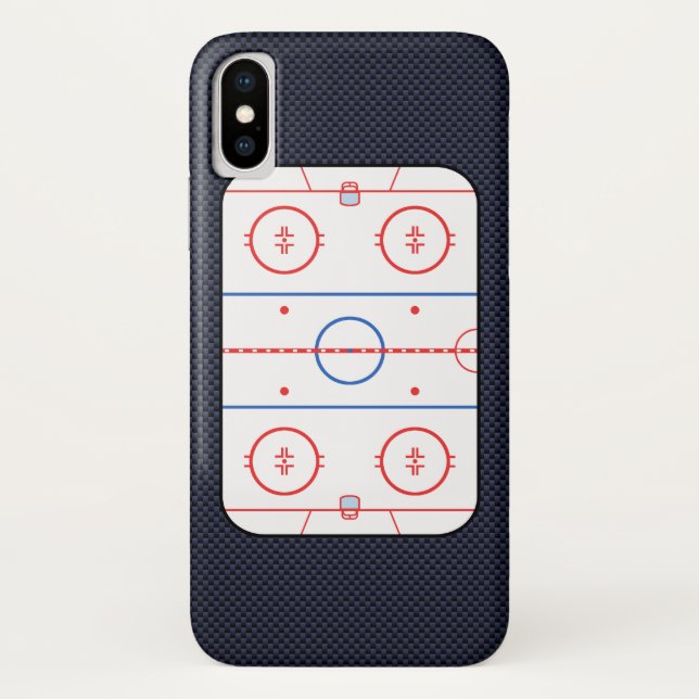 Hockey-Eisbahnen-Diagramm auf blauer Case-Mate iPhone Hülle (Rückseite)