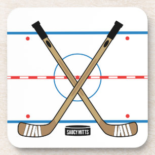 Hockey-Eisbahnen-Mitte-Eis-Hockey-Stöcke (Set von Getränkeuntersetzer