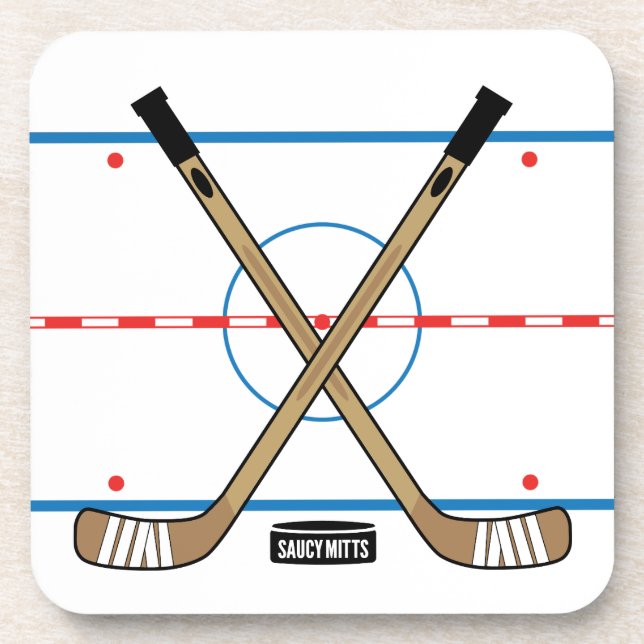 Hockey-Eisbahnen-Mitte-Eis-Hockey-Stöcke (Set von Getränkeuntersetzer (Vorderseite)