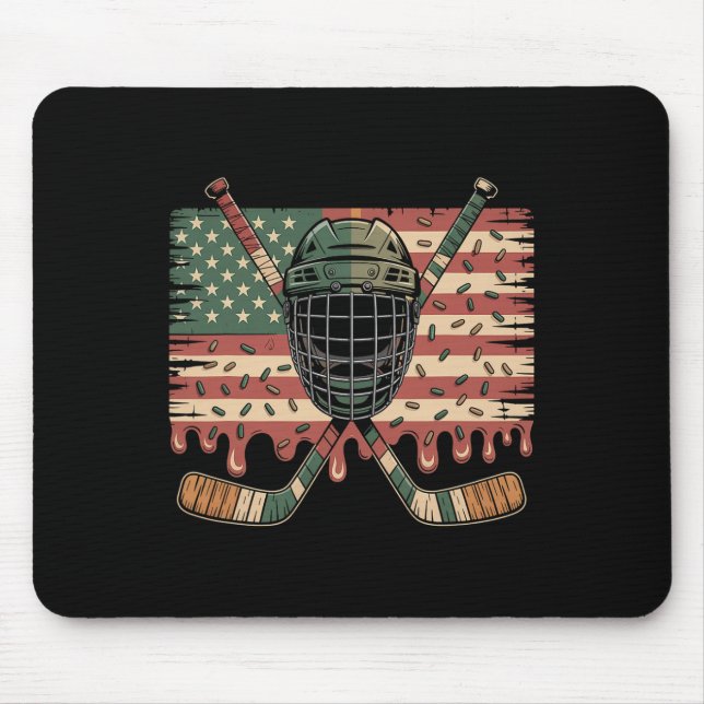 Hockey Eiscreme-Drip-Camo-USA-Flagge  Mousepad (Vorne)