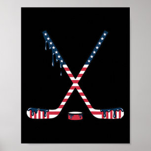 Hockey-Eiscreme-Tropf Amerikanische Flagge Hockey- Poster