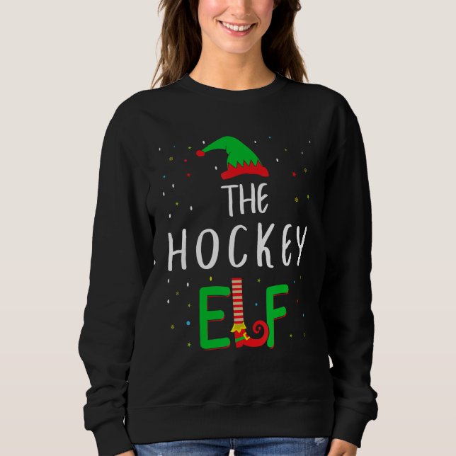 Hockey Elf Familie Matching Weihnachten Pjs Funny Sweatshirt (Vorderseite)