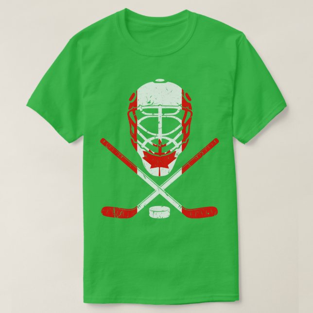 Hockey Equipment Canadian Flag Ice Hockey T-Shirt (Design vorne)