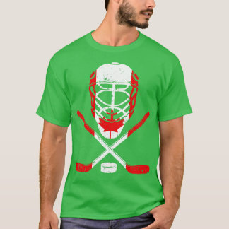 Hockey Equipment Canadian Flag Ice Hockey T-Shirt