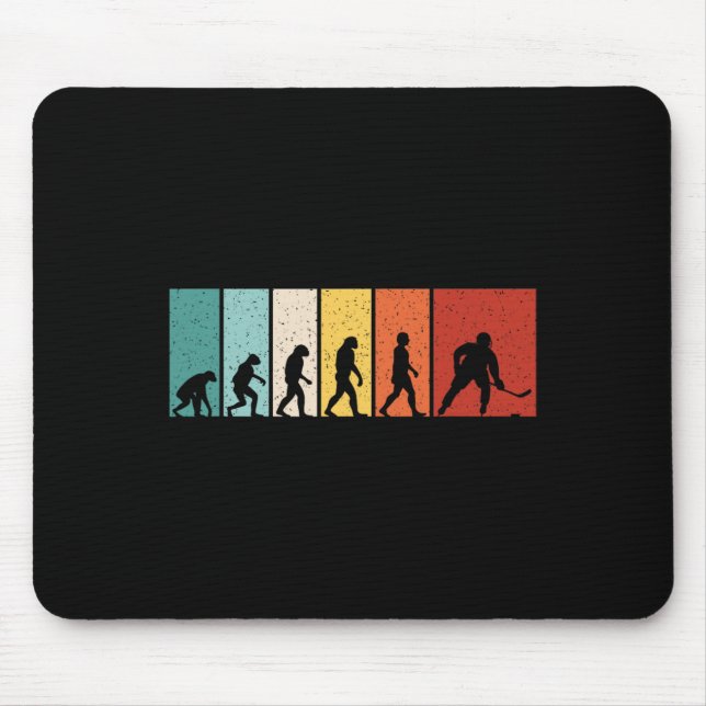 Hockey Evolution Retro Eishockeyspieler Männer Jun Mousepad (Vorne)