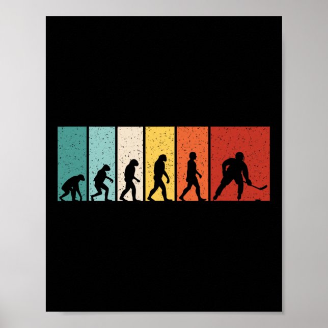 Hockey Evolution Retro Eishockeyspieler Männer Jun Poster (Vorne)