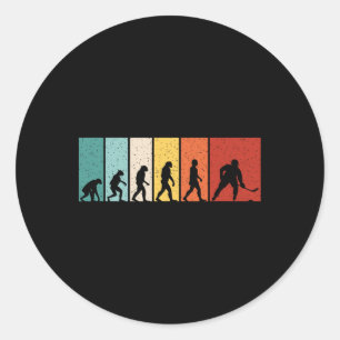 Hockey Evolution Retro Eishockeyspieler Männer Jun Runder Aufkleber