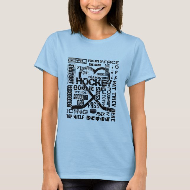 Hockey Fan Words Black Logo T-Shirt (Vorderseite)