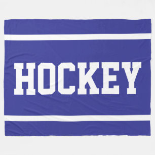 HOCKEY Fette tiefe blaue sportliche weiße Textstre Fleecedecke