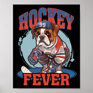 Hockey-Fieber, ein Boxerhund im Cartoon-Stil Poster