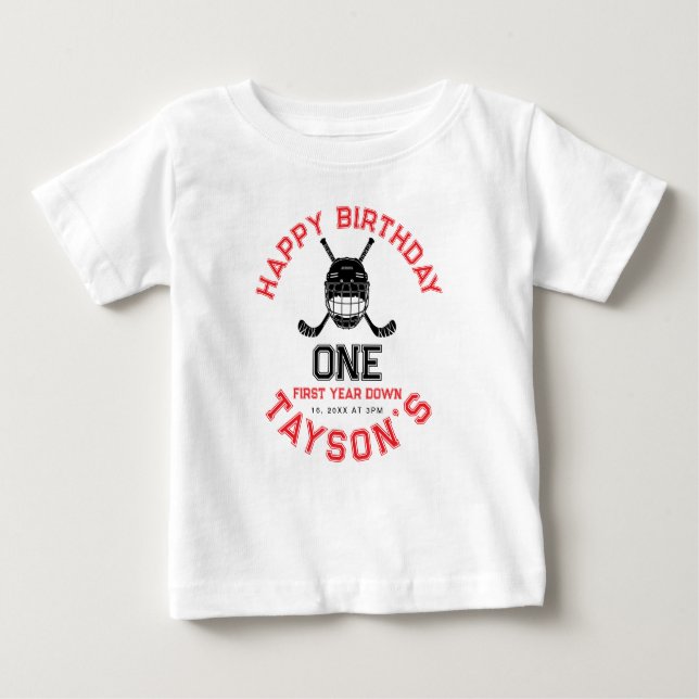 Hockey First Year Down 1st birthday  Baby T-shirt (Vorderseite)