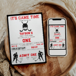 Hockey First Year Down – 1st Birthday  Einladung