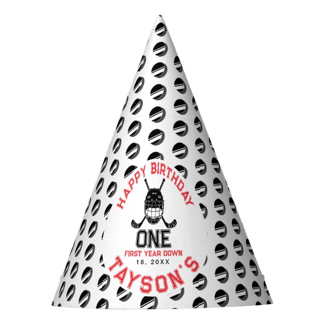 Hockey First Year Down 1st birthday  Partyhütchen (Vorderseite)