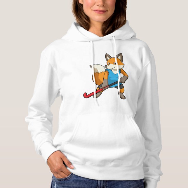 Hockey-Fox mit Hockey-Schläger Hoodie (Vorderseite)