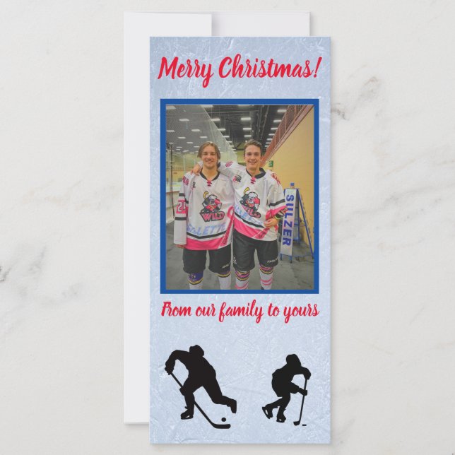 Hockey Frohe Weihnachten Vertikale Flachkarte (Vorderseite)