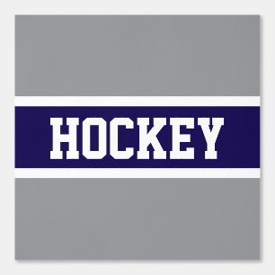 HOCKEY Fun Athletic Gray Navy Blue White Strips Tapete