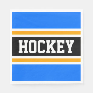 HOCKEY Fun Bold Bright Blue Black Yellow Stripes Serviette