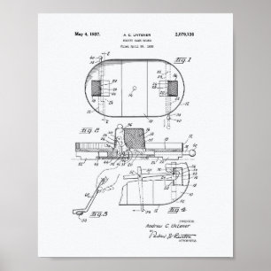 Hockey Game Board 1937 Patentart - Weißbuch Poster