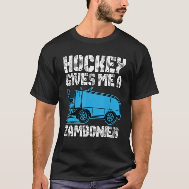 Hockey gibt mir ein Zamboner Hockey-Eishockey-Spie T-Shirt (Vorderseite)