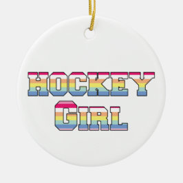 Hockey Girl Pastel Stripes Keramik Ornament