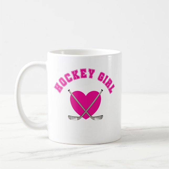 Hockey Girl Pink Heart Kaffeetasse (Links)