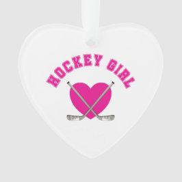 Hockey Girl Pink Heart Ornament