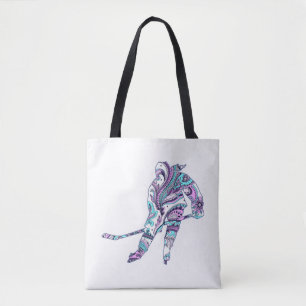 Hockey Girl Skater Silhouette Paisley