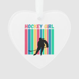 Hockey Girl vertikale Streifen Ornament