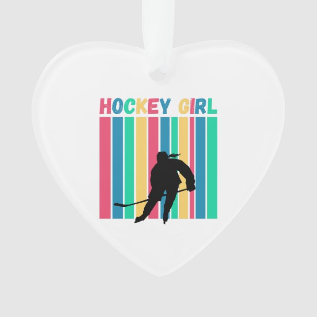 Hockey Girl vertikale Streifen Ornament (Vorderseite)