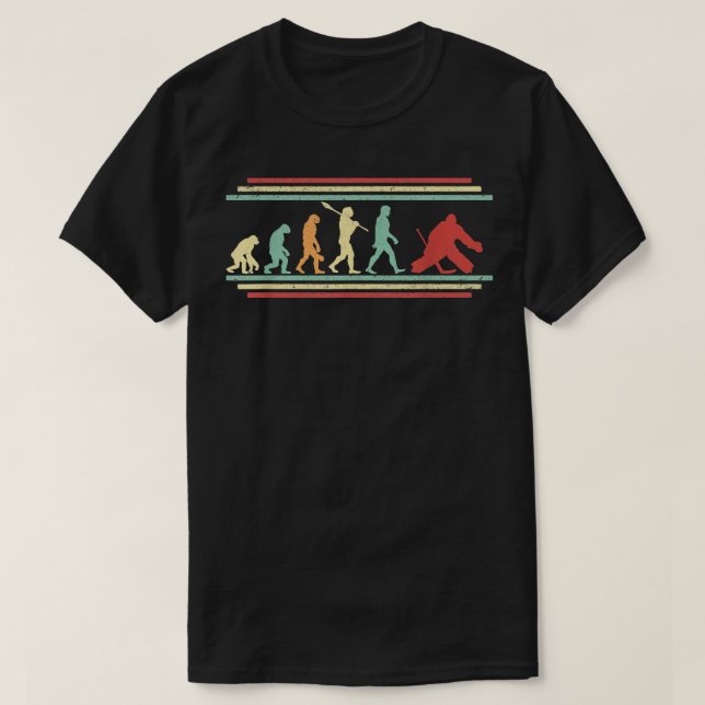 Hockey Goalie Evolution Vintag Eishockey Goalte T-Shirt (Design vorne)