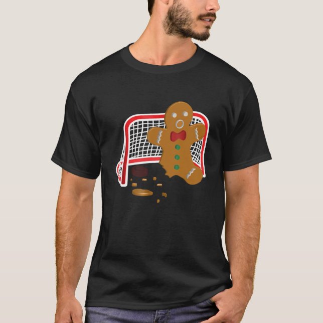 Hockey Goalie Funny Weihnachten Gingerbrot Man Goa T-Shirt (Vorderseite)