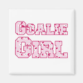 Hockey Goalie Girl Pink Floral Magnet