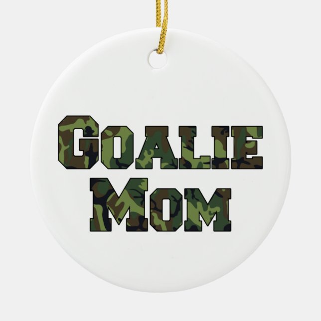 Hockey Goalie Mama Camouflage Letting Keramik Ornament (Vorne)