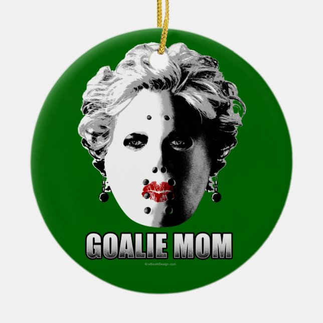 Hockey Goalie Mama Keramik Ornament (Vorne)