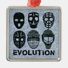 Hockey Goalie Mask Evolution Silbernes Ornament